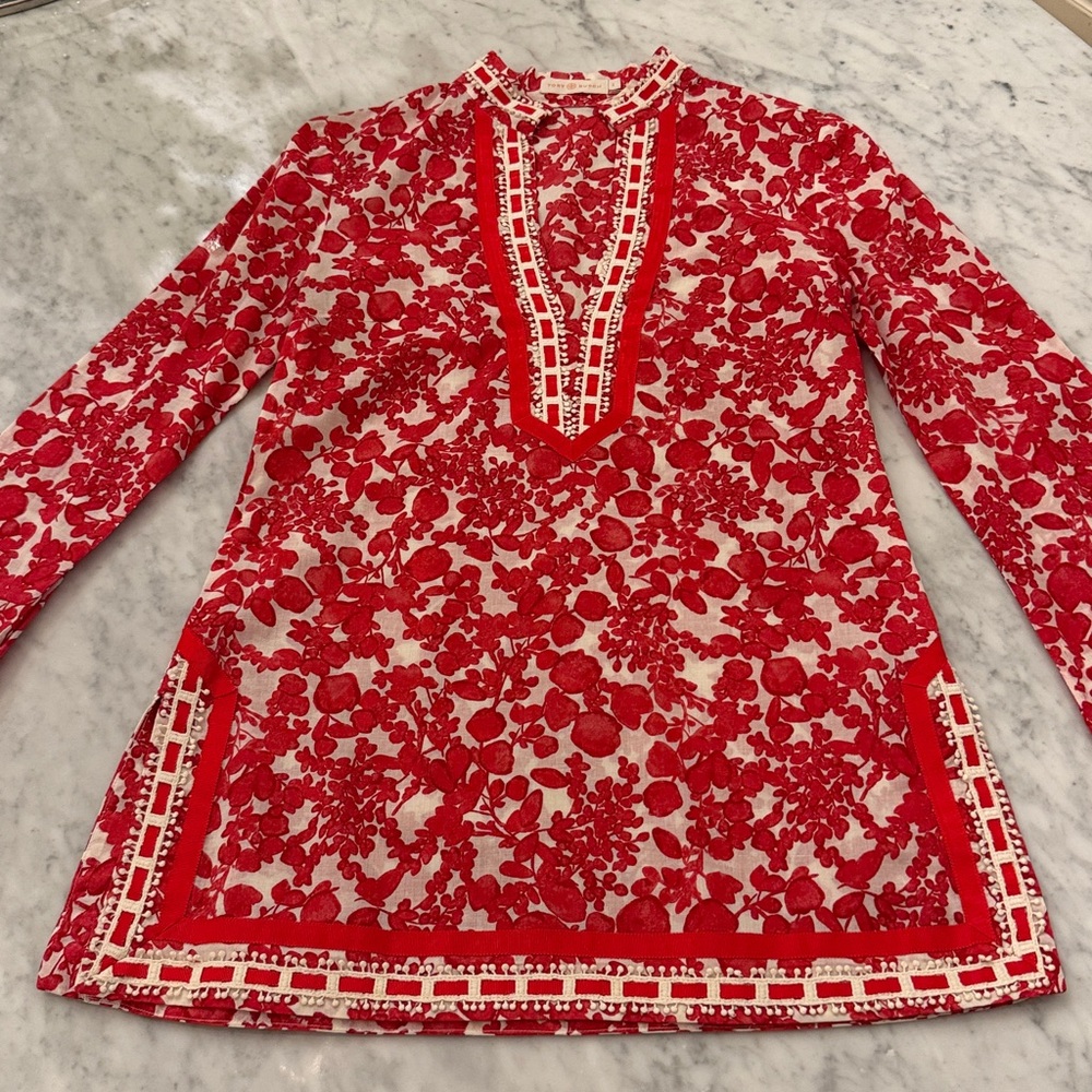 Tory Burch Ribbon Trim Cotton Tunic